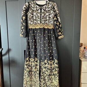 Elegant Black and Gold Embroidered Dress